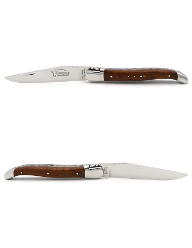 Couteau de Laguiole labellisé indication géographique en amourette, manche de 12 cm, lame seule, finition inox brillant