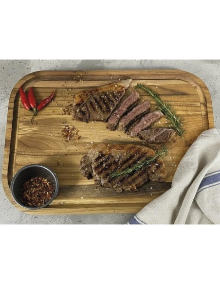 Planche à découper teck STOLF 48 × 30 cm avec rigole
