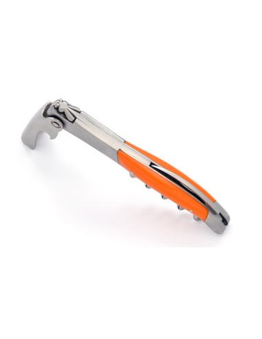 Sommelier Laguiole manche fin en corian orange, 2 mitres inox mat