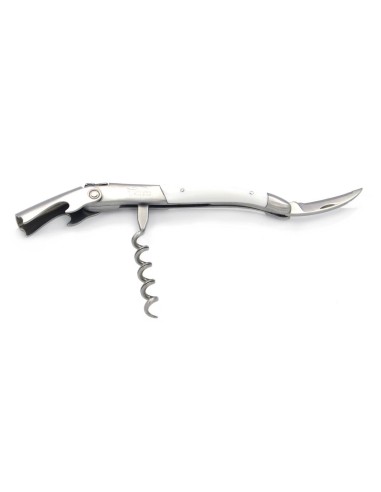 Sommelier Laguiole manche fin en corian blanc, 2 mitres inox mat