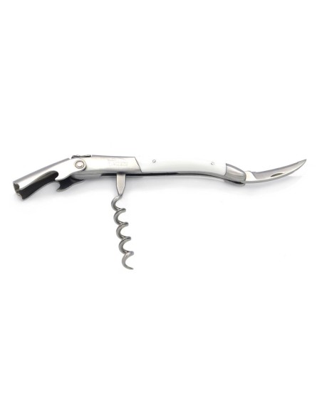Sommelier Laguiole manche fin en corian blanc, 2 mitres inox mat